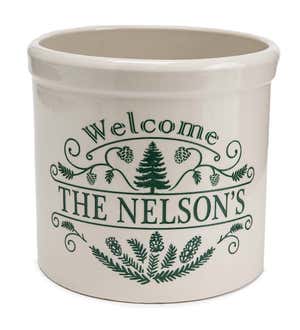 Personalized Pine Welcome Stoneware Crock
