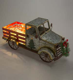 Vintage Metal Christmas Truck with Lights