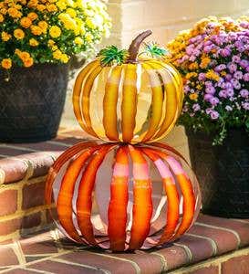 Stacked Metal Pumpkin Garden Sculpture