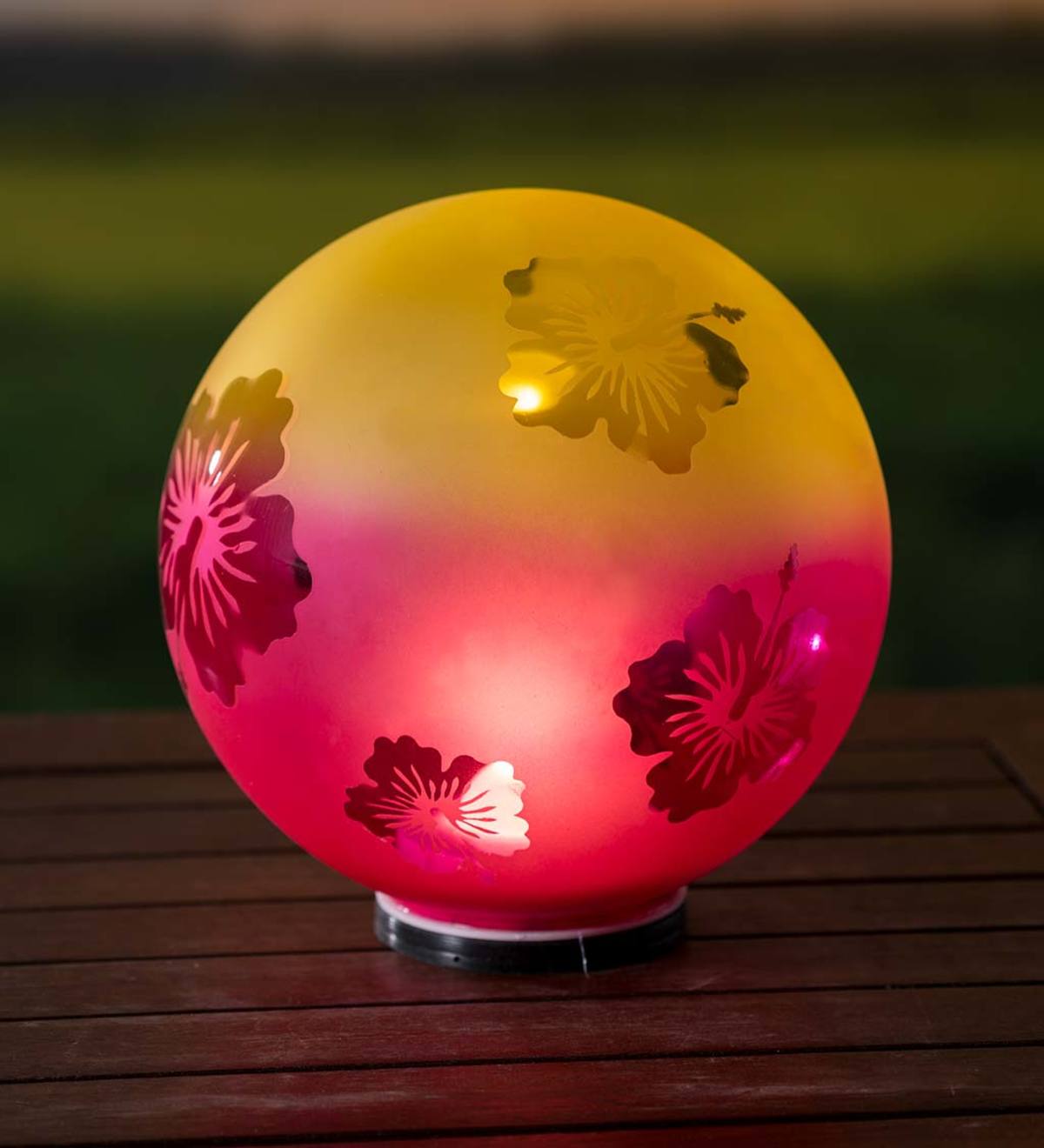Lighted Etched Glass Garden Globe