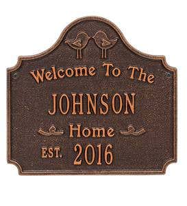 Cast Aluminum Personalized Love Birds House Plaque