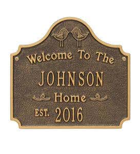 Cast Aluminum Personalized Love Birds House Plaque