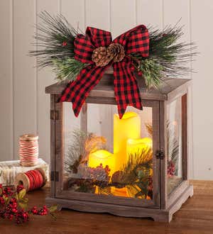 Rustic Holiday Lantern with LED Candles