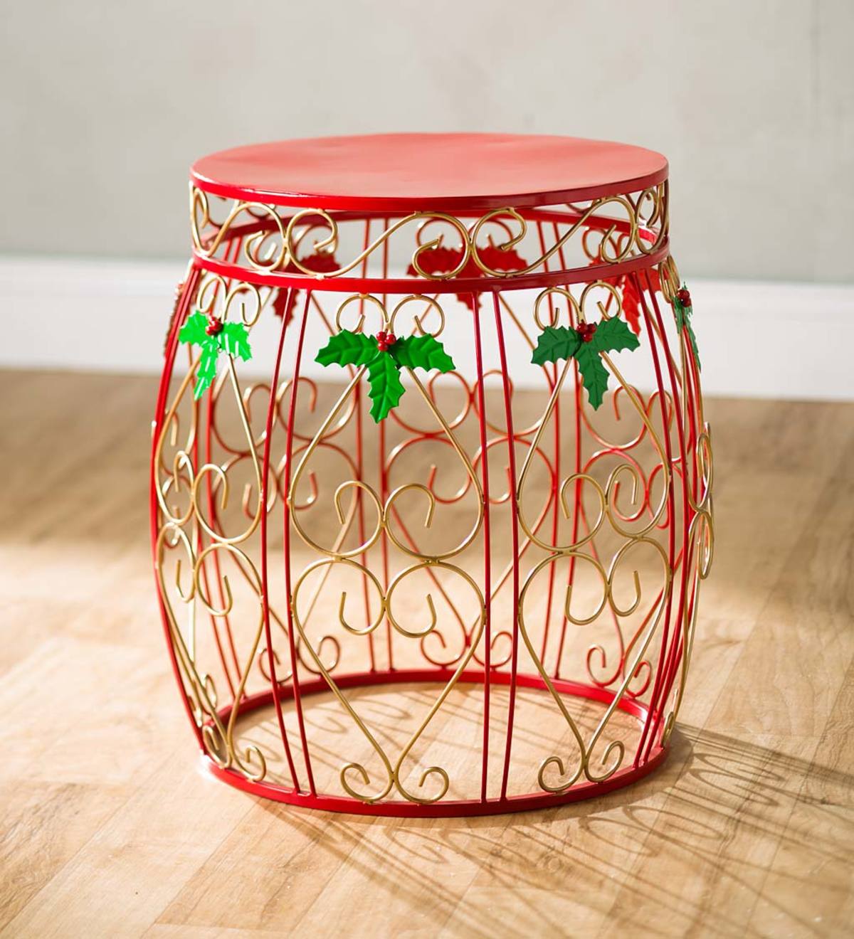 Indoor Outdoor Holiday Drum Accent Table