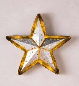 Small Lighted Galvanized Metal Hanging Star
