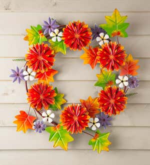 Fall Chrysanthemums Metal Wreath