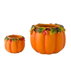 Indoor/Outdoor Pumpkin Planters, Set of 2