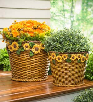 Sunflower Basket Planters, Set of 2