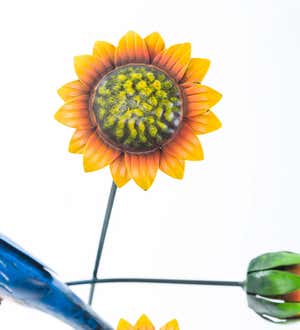 Sunflowers with Bird Metal Garden Stake