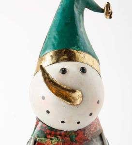 Indoor/Outdoor Vintage Holiday Snowman Metal Christmas Statue