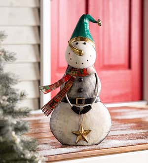 Indoor/Outdoor Vintage Holiday Snowman Metal Christmas Statue