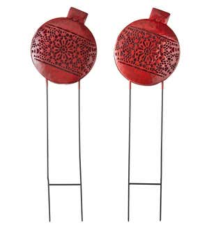 Oversized Lighted Christmas Ornament Garden Stakes, Set of 2