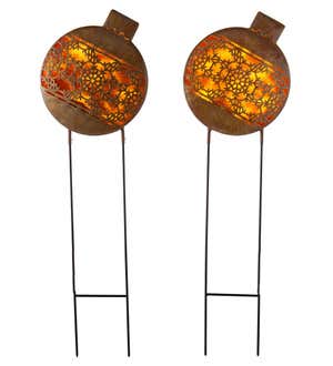 Oversized Lighted Christmas Ornament Garden Stakes, Set of 2