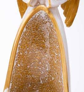 Lighted Color-Changing Glass Mosaic African American Angel Holiday Statue