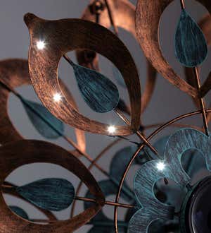 Antique Blue and Copper Lily Flower Solar Wind Spinner