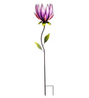 Purple Solar Lotus Flower Garden Stake