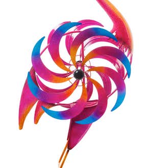 Free-Standing Pink Flamingo Wind Spinner