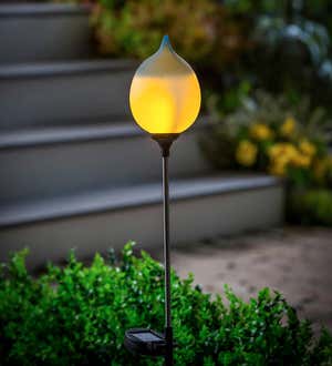 Solar Flame Blue Balloon Frosted Glass Torch, 34"H