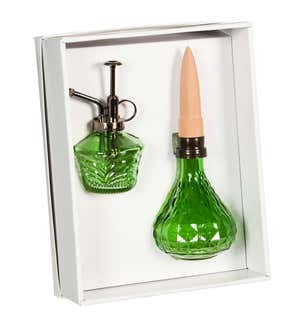Faceted Glass House Plant Watering Gift Set