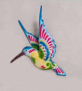 Talavera-Inspired Colorful Metal Hummingbird Wall Art