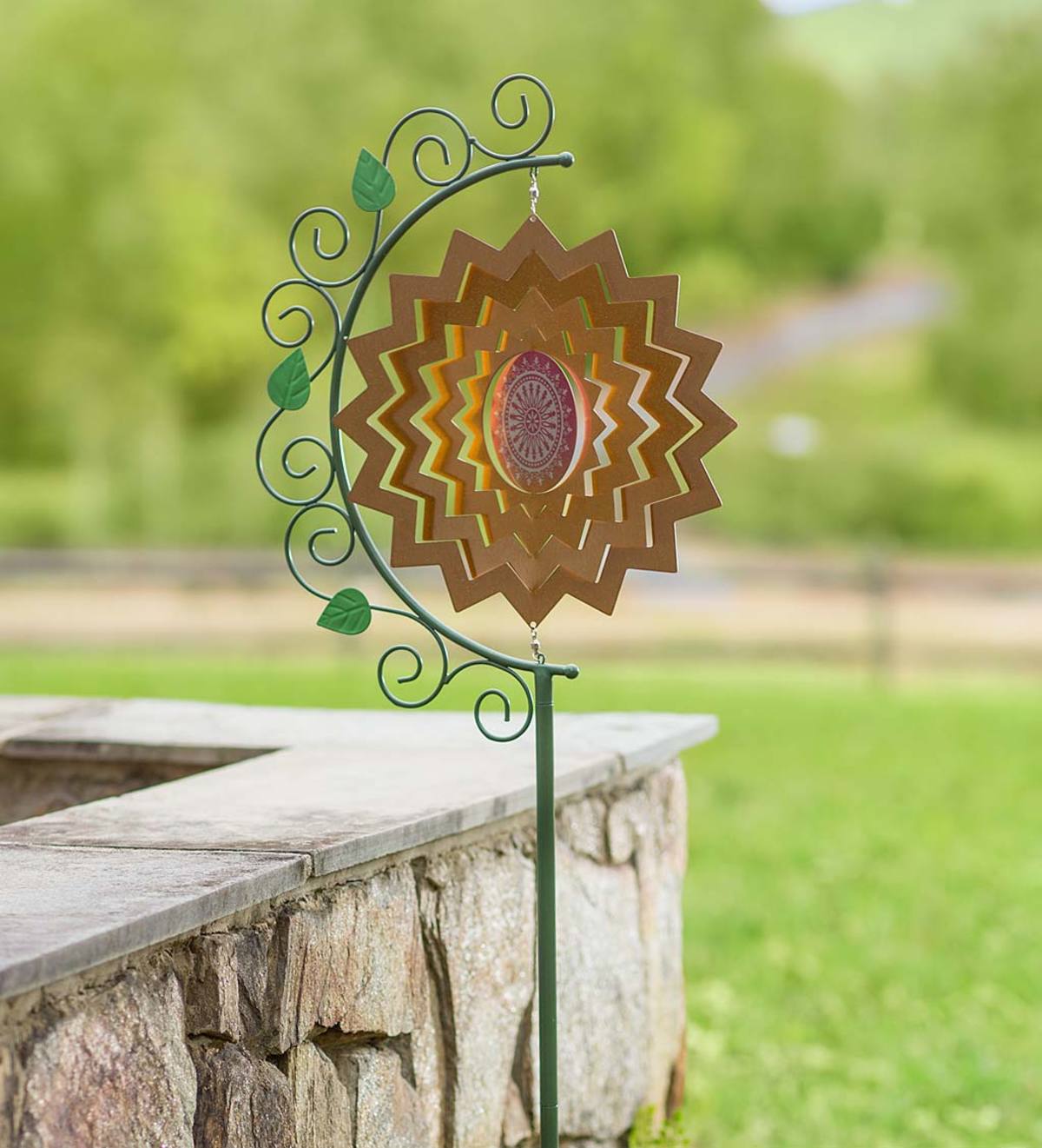 Metal Spectrum Wind Spinner with Decorative Stand - Flower