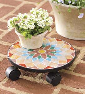 Rolling Plant Caddy With Casters - Brown
