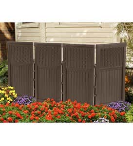 Outdoor Brown Resin Four-Panel Privacy Screen