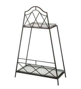 Two-Tier Metal Plant Stand with Removable Zinc Trays