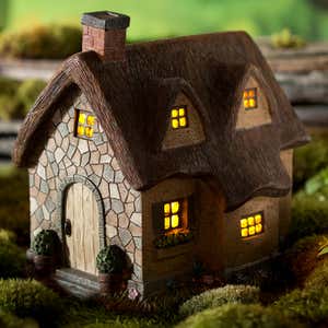 Miniature Fairy Garden Solar Thatched Cottage