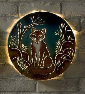 Lighted Recycled Metal Woodland Wall Art