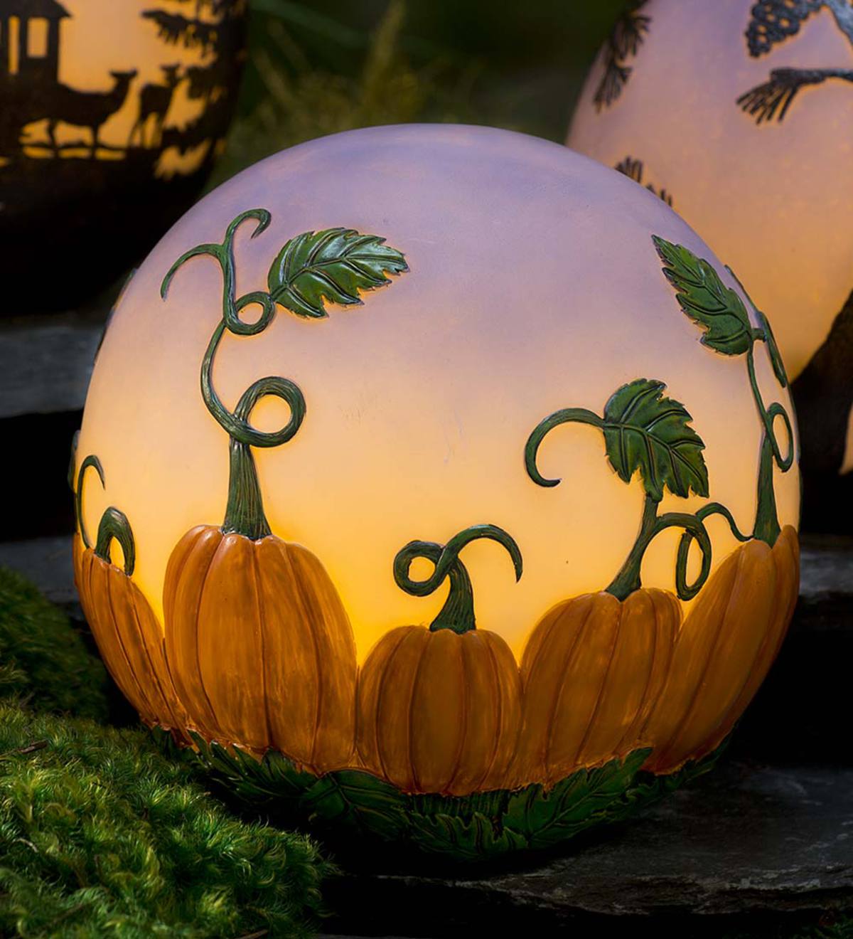 Glowing 3D Pumpkin Patch Globe