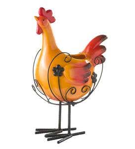 Rooster Planter Pot with Decorative Stand