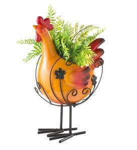 Rooster Planter Pot with Decorative Stand