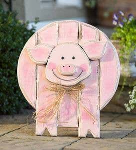 Wooden Pig Standing/Hanging Accent