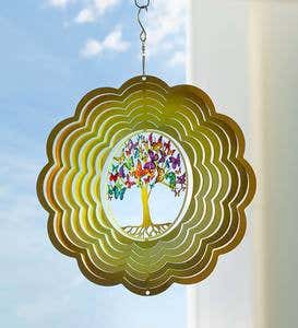 Hanging Butterfly Tree of Life Metal Optical Illusion Spinner