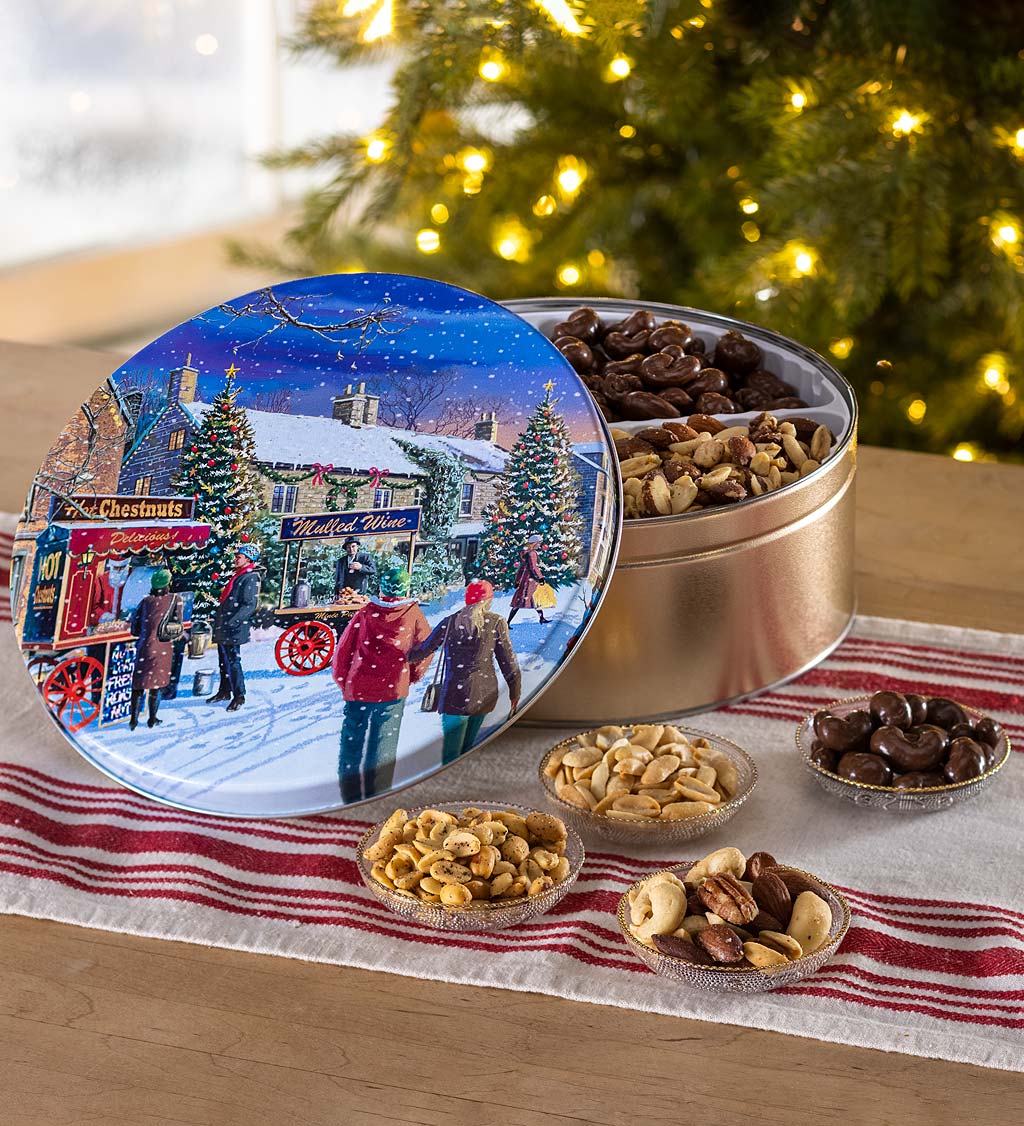Hometown Holiday Gift Tin of Assorted Nuts, 32 oz.