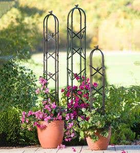 Metal Garden Obelisk Trellis with Bird Accents