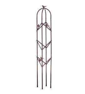 Metal Garden Obelisk Trellis with Bird Accents