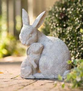 Mother and Baby Bunny Garden Statue