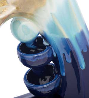 Blue Ceramic Pitcher Water Fountain