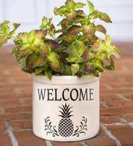 Pineapple Welcome Stoneware Crock