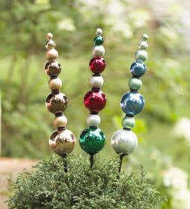 2 in 1 Outdoor Garden Glass Finial Ornaments, Set of 2