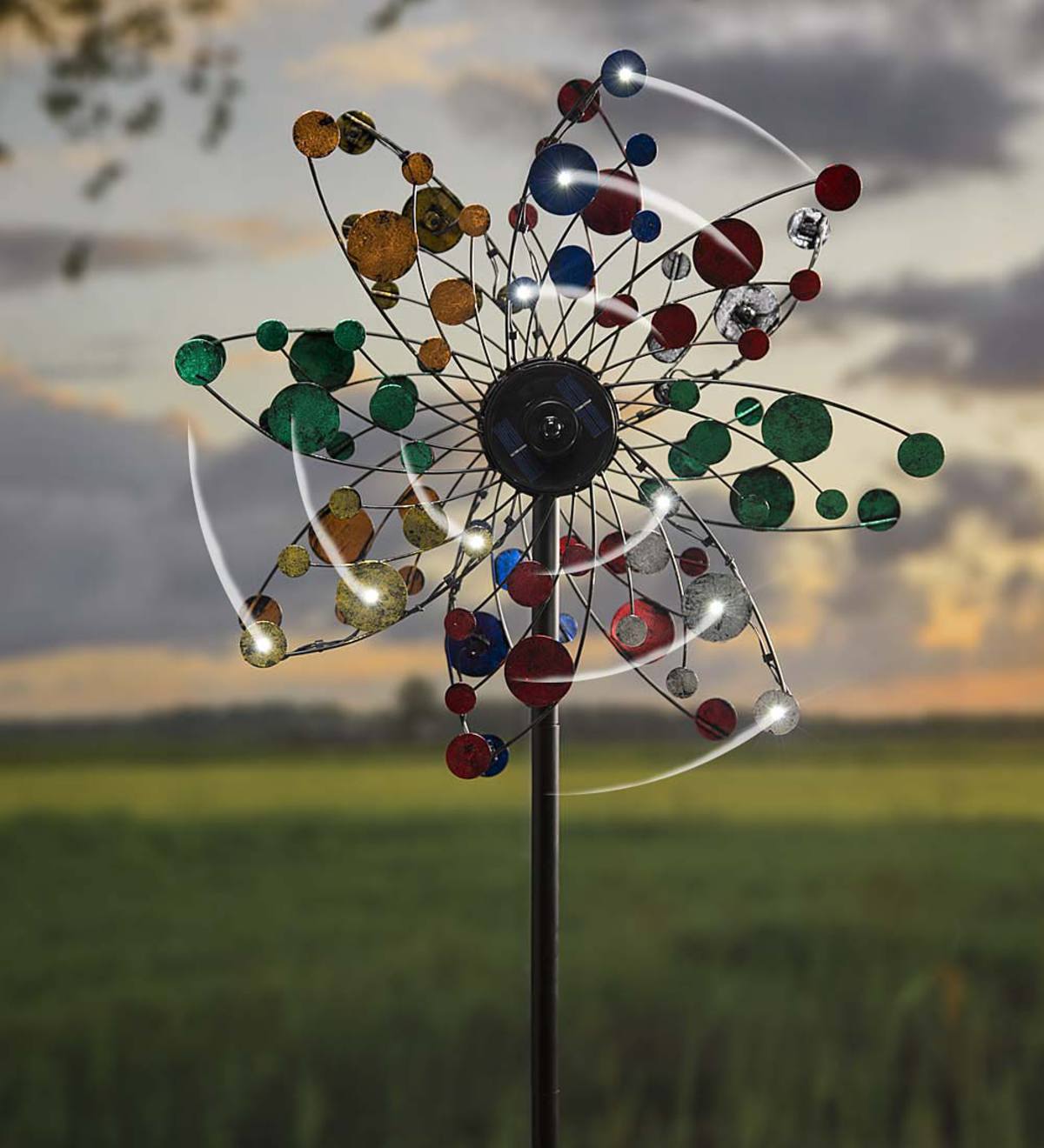 Solar Confetti Wind Spinner with LED Lights