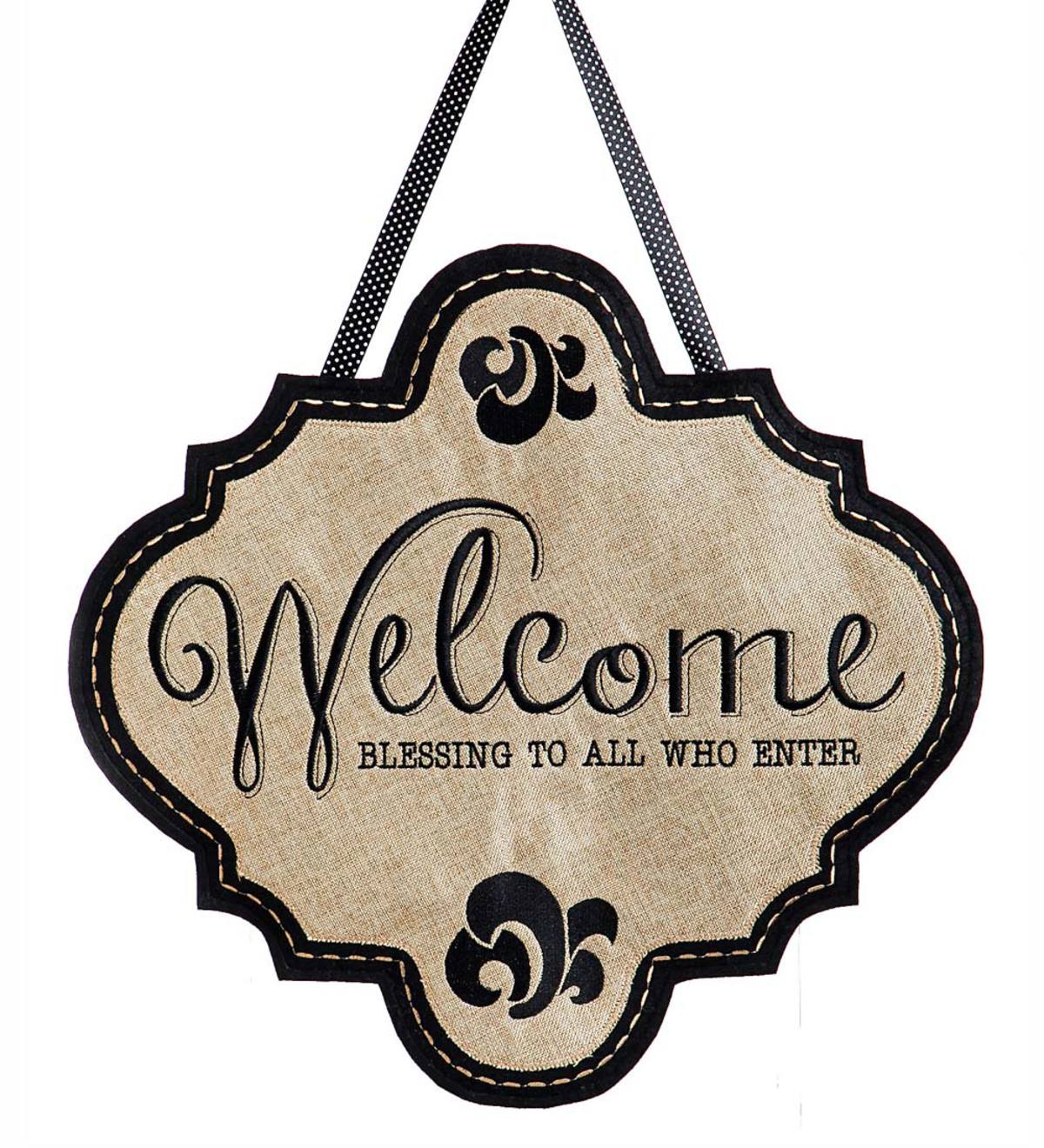 Welcome Burlap Door Hanger