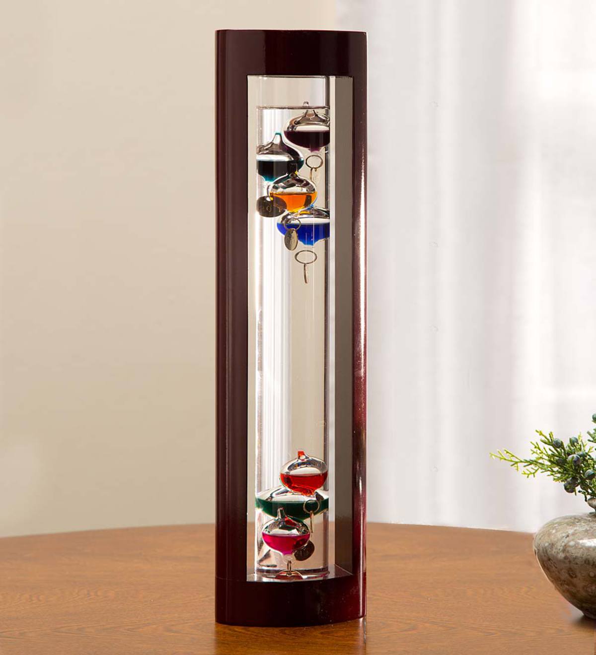 Galileo Thermometer with Wood Frame