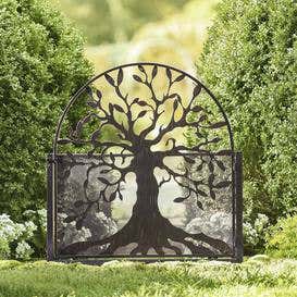 Metal Arched Stand-Alone Garden Gate with Tree of Life Design