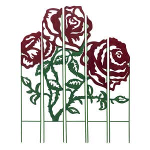 Metal Rose Garden Landscape Panel Stakes, Set of 5