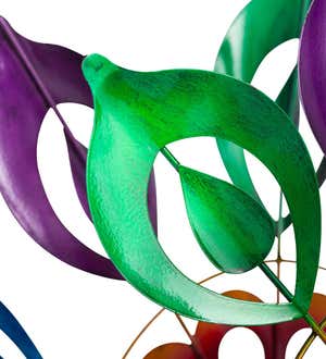 Multicolor Lily Flower Solar Lighted Metal Wind Spinner - Multi