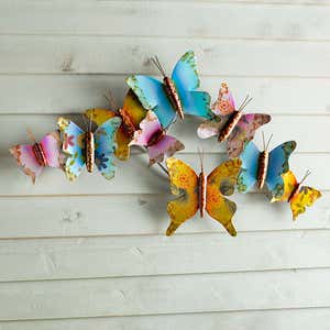 Indoor/Outdoor 3D Painted Metal Butterfly Wall Art