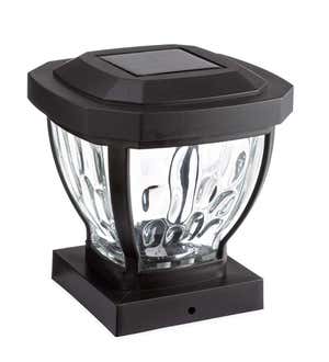 Wavy Glass Solar Post Cap Lights, Set of 2